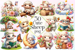 Cute Sheep Clipart Bundle 4 - CraftNest - Digital Crafting and Art