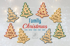 Family Christmas Laser Cut Ornament SVG Bundle - CraftNest - Digital Crafting and Art