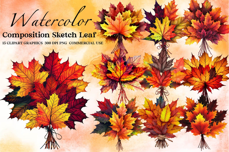 Composition Sketch Leaf Clipart Bundle - CraftNest - Digital Crafting and Art