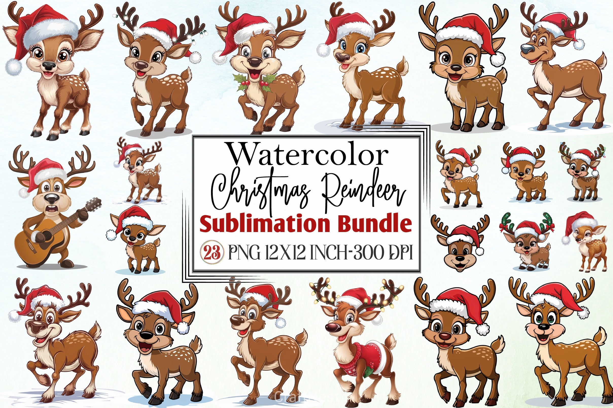 Christmas Reindeer Clipart Bundle 3 - CraftNest - Digital Crafting and Art