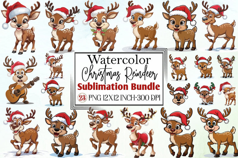 Christmas Reindeer Clipart Bundle 3 - CraftNest - Digital Crafting and Art