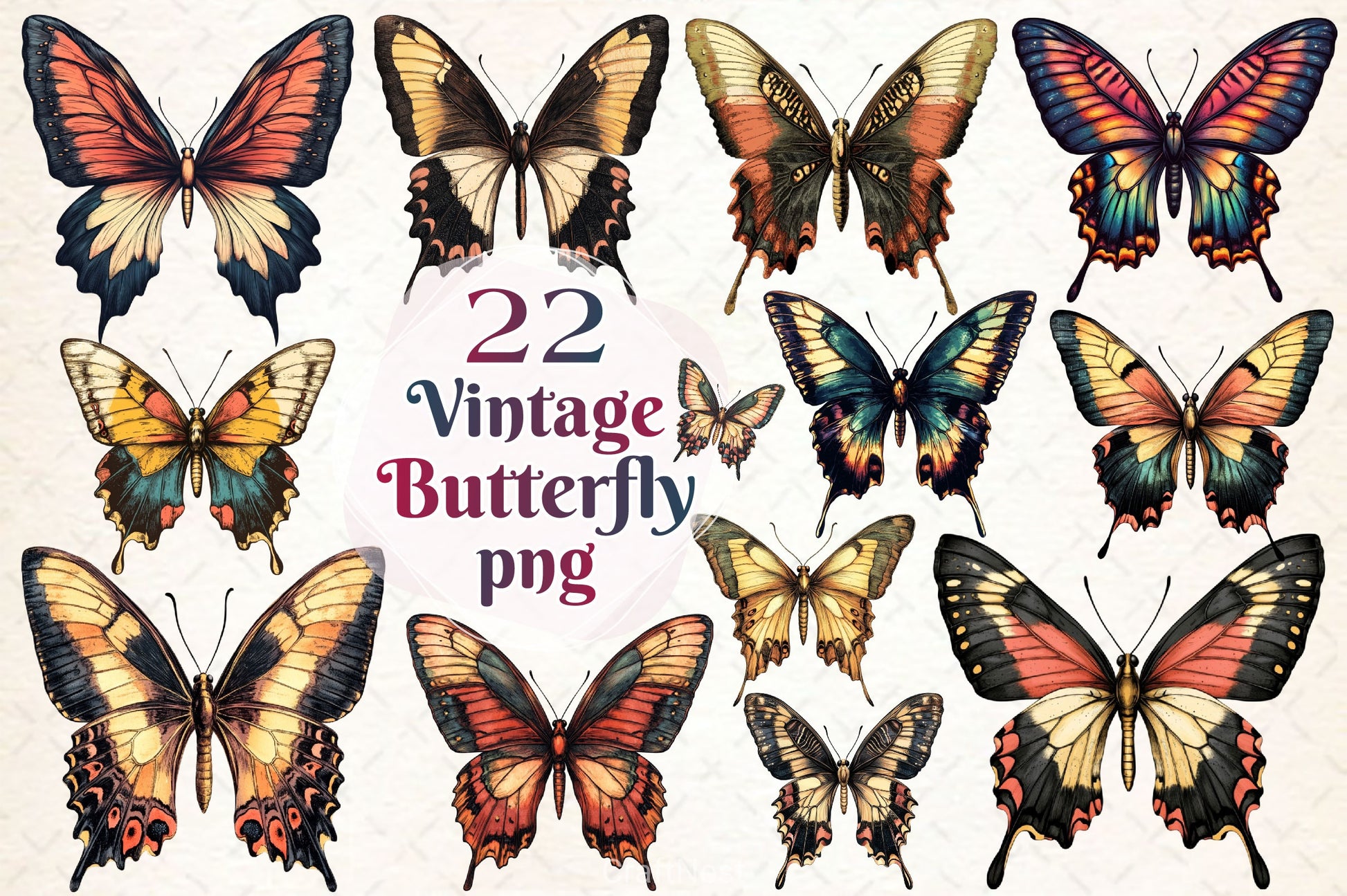 Vintage Butterfly Clipart Bundle - CraftNest - Digital Crafting and Art