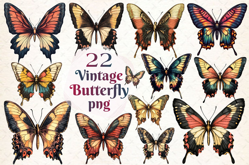 Vintage Butterfly Clipart Bundle - CraftNest - Digital Crafting and Art
