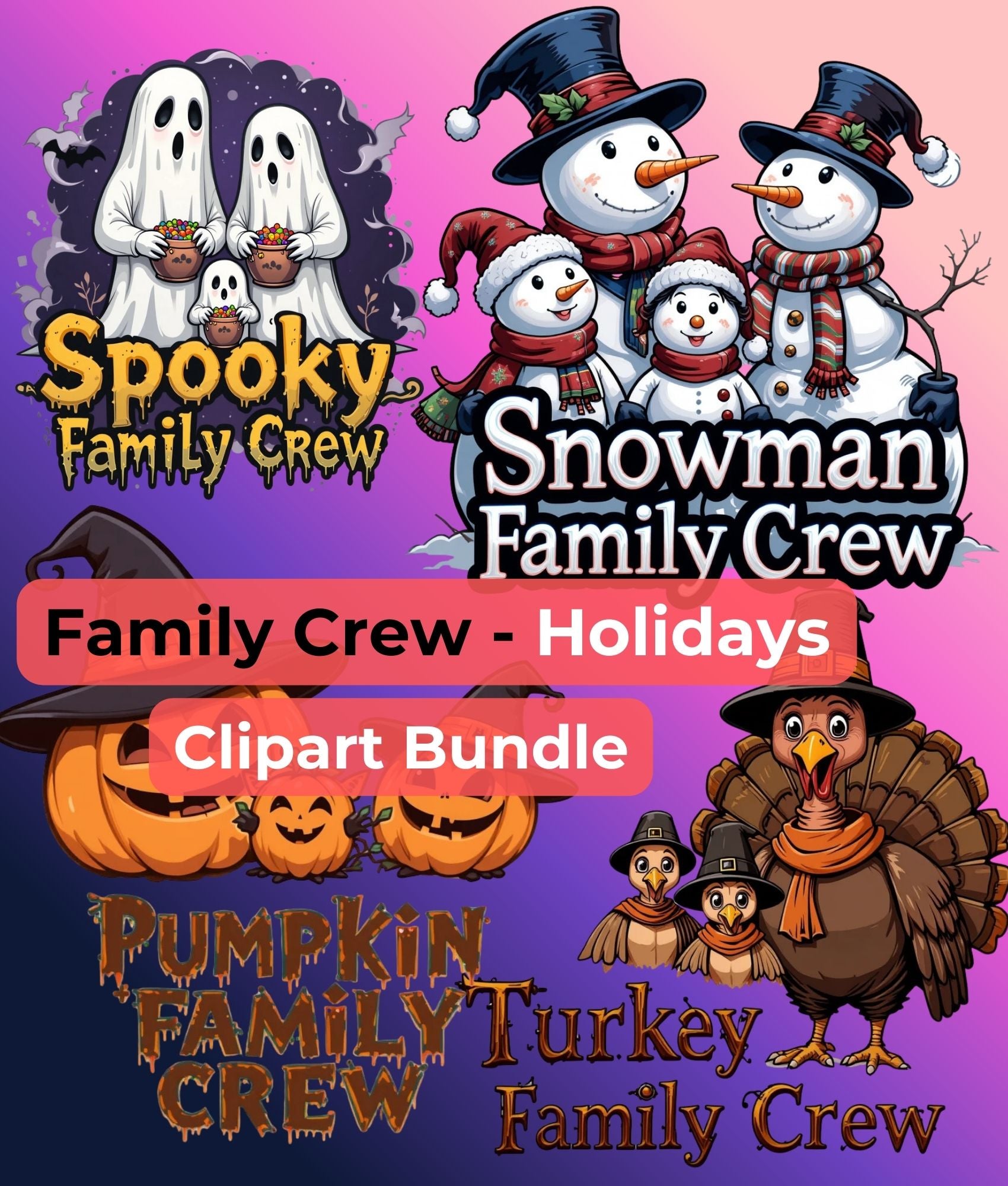 Family Crew Holidays Clipart Bundle