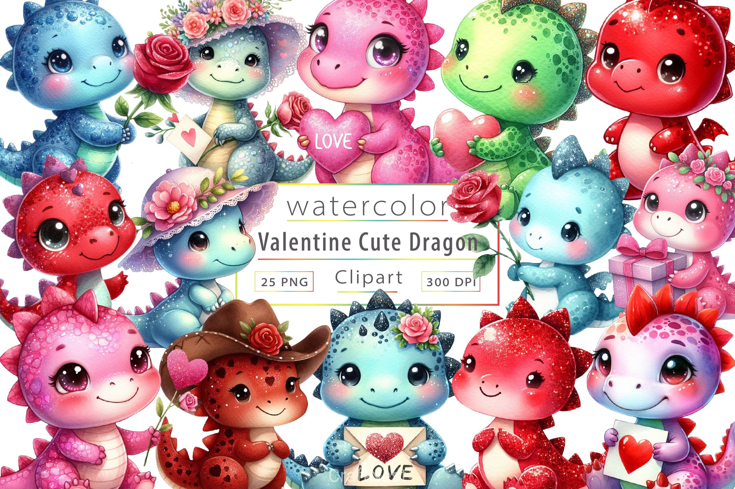 Valentine Cute Dragon Clipart Bundle - CraftNest - Digital Crafting and Art