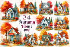 Autumn House Clipart Bundle - CraftNest - Digital Crafting and Art
