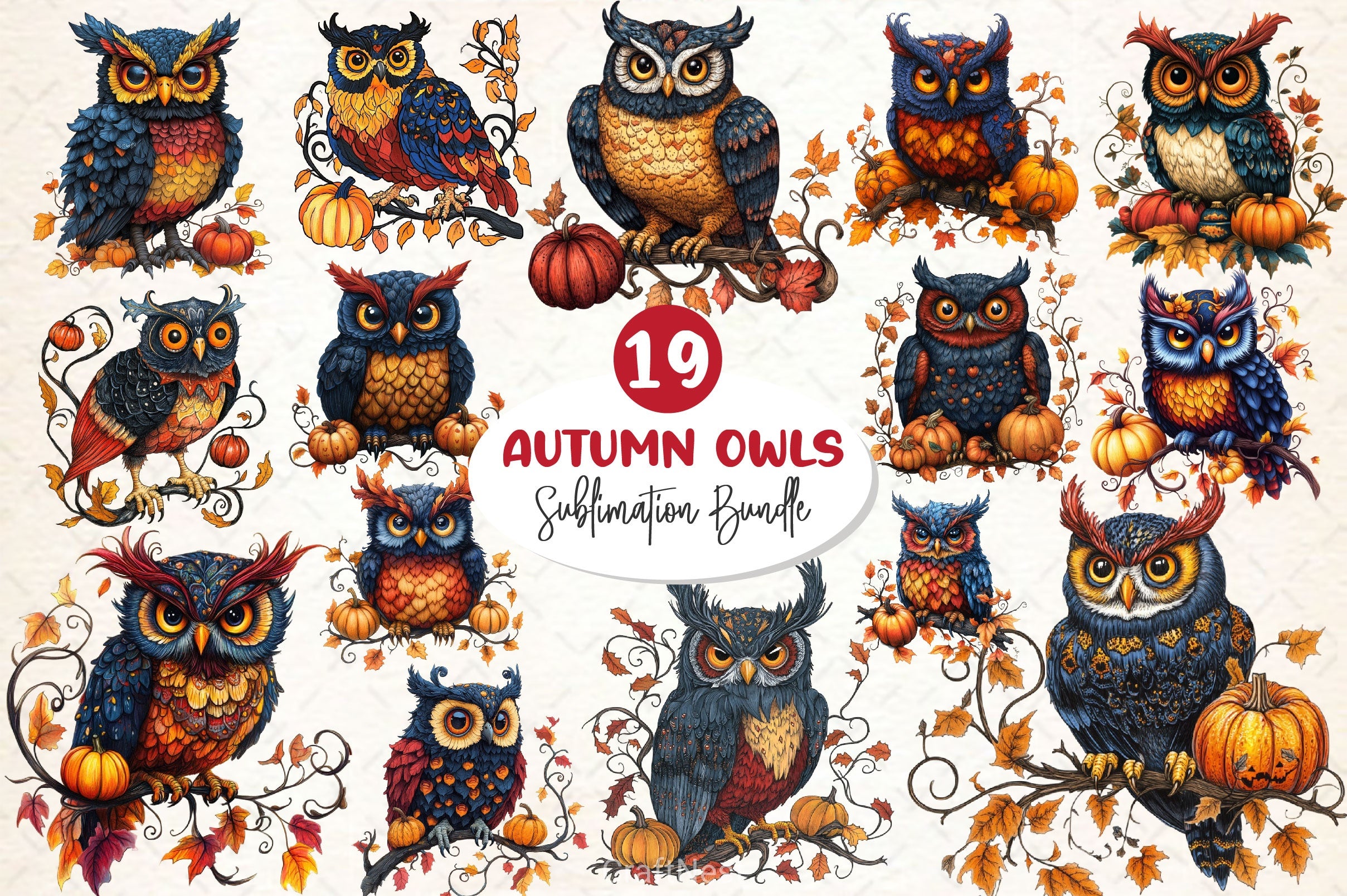 Fall Owl Halloween Owl Clipart Bundle - CraftNest - Digital Crafting and Art