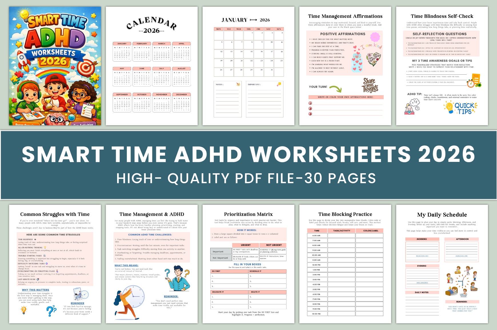 Smart Time ADHD Worksheets Book