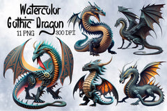 Gothic Dragon Clipart Bundle - CraftNest - Digital Crafting and Art
