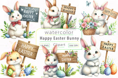 Easter Bunny Wooden Signs Clipart Bundle - CraftNest - Digital Crafting and Art