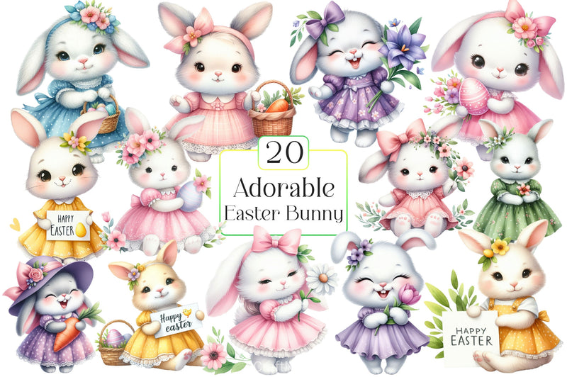 Adorable Easter Bunny Clipart Bundle - CraftNest - Digital Crafting and Art