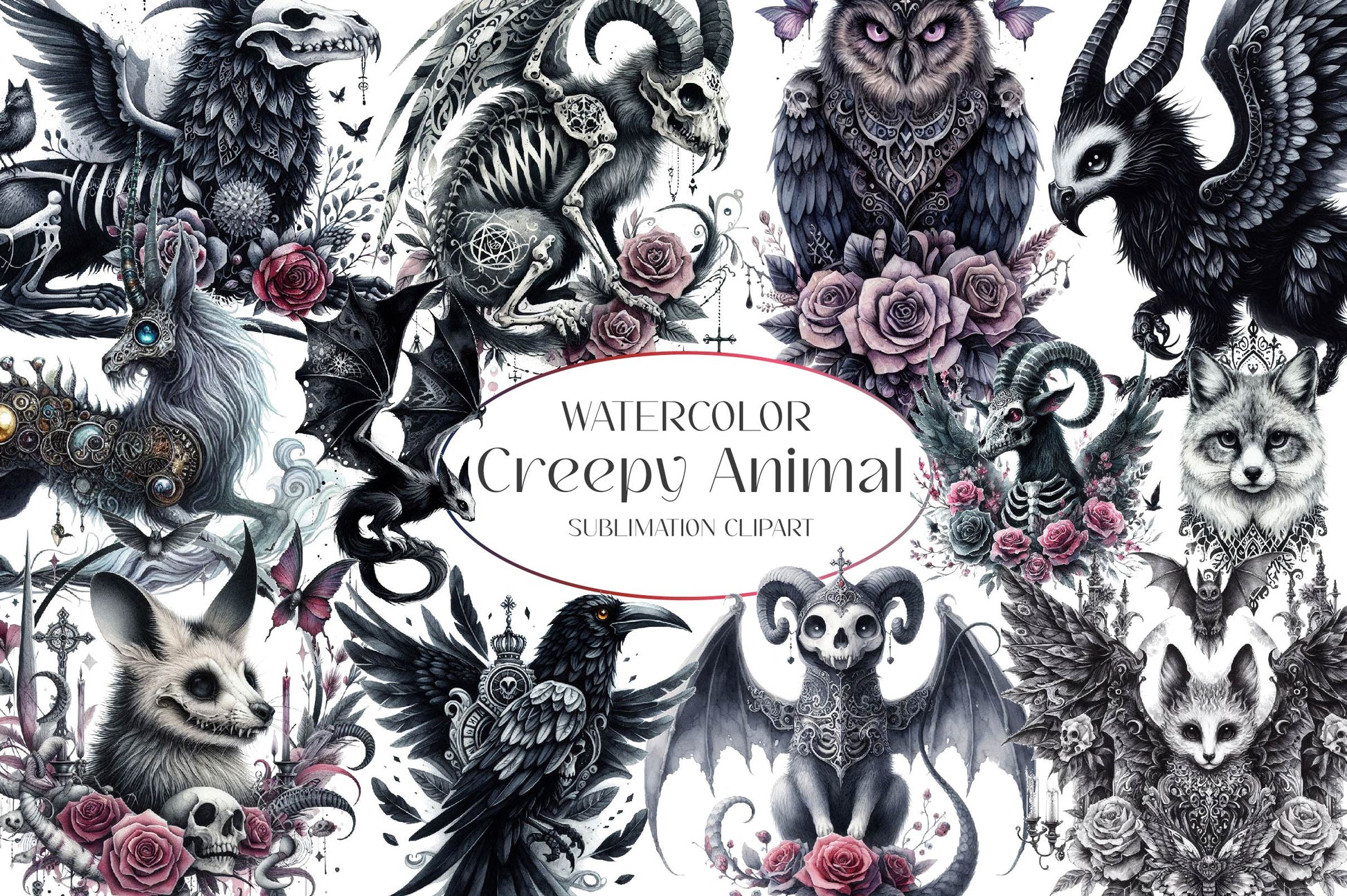 Creepy Animal Clipart Bundle - CraftNest - Digital Crafting and Art