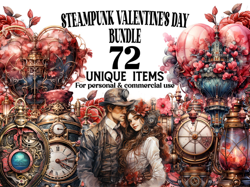 Steampunk Valentine Clipart - CraftNest