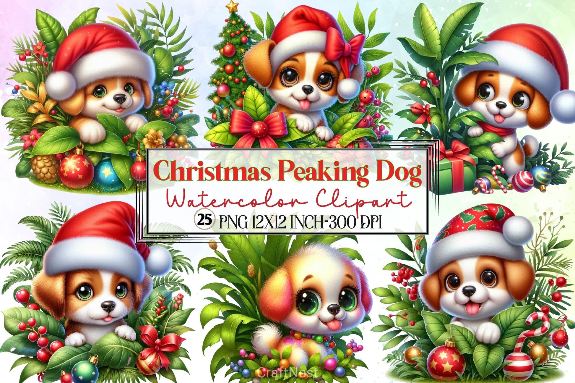 Christmas Peeking Dog Clipart Bundle - CraftNest - Digital Crafting and Art