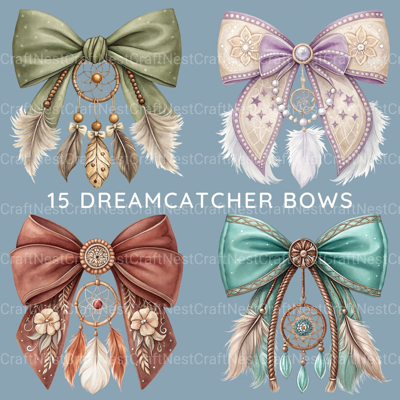 Dreamcatcher Bows Clipart Bundle - CraftNest - Digital Crafting and Art