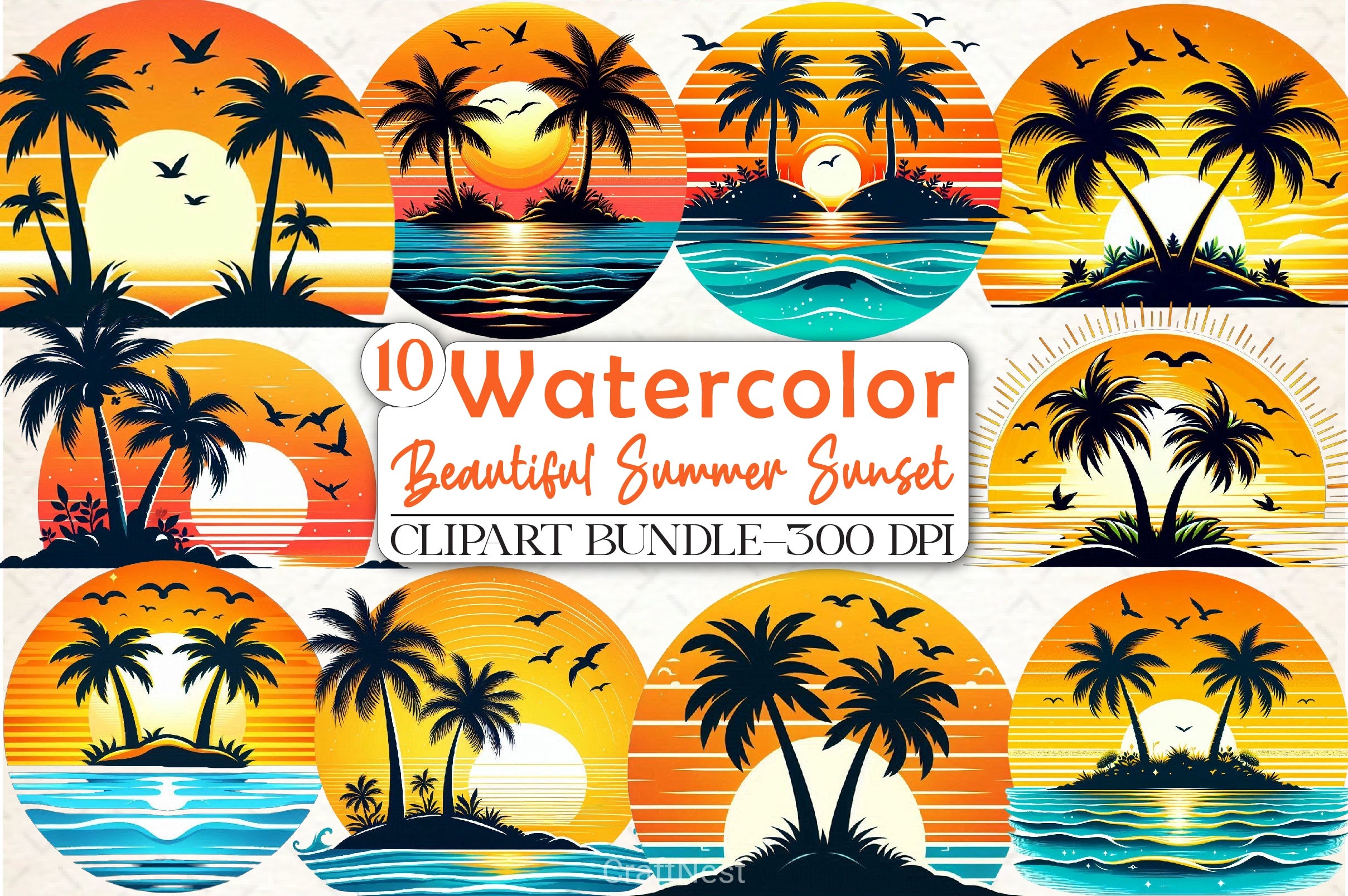 Summer Sunset Clipart Bundle - CraftNest - Digital Crafting and Art