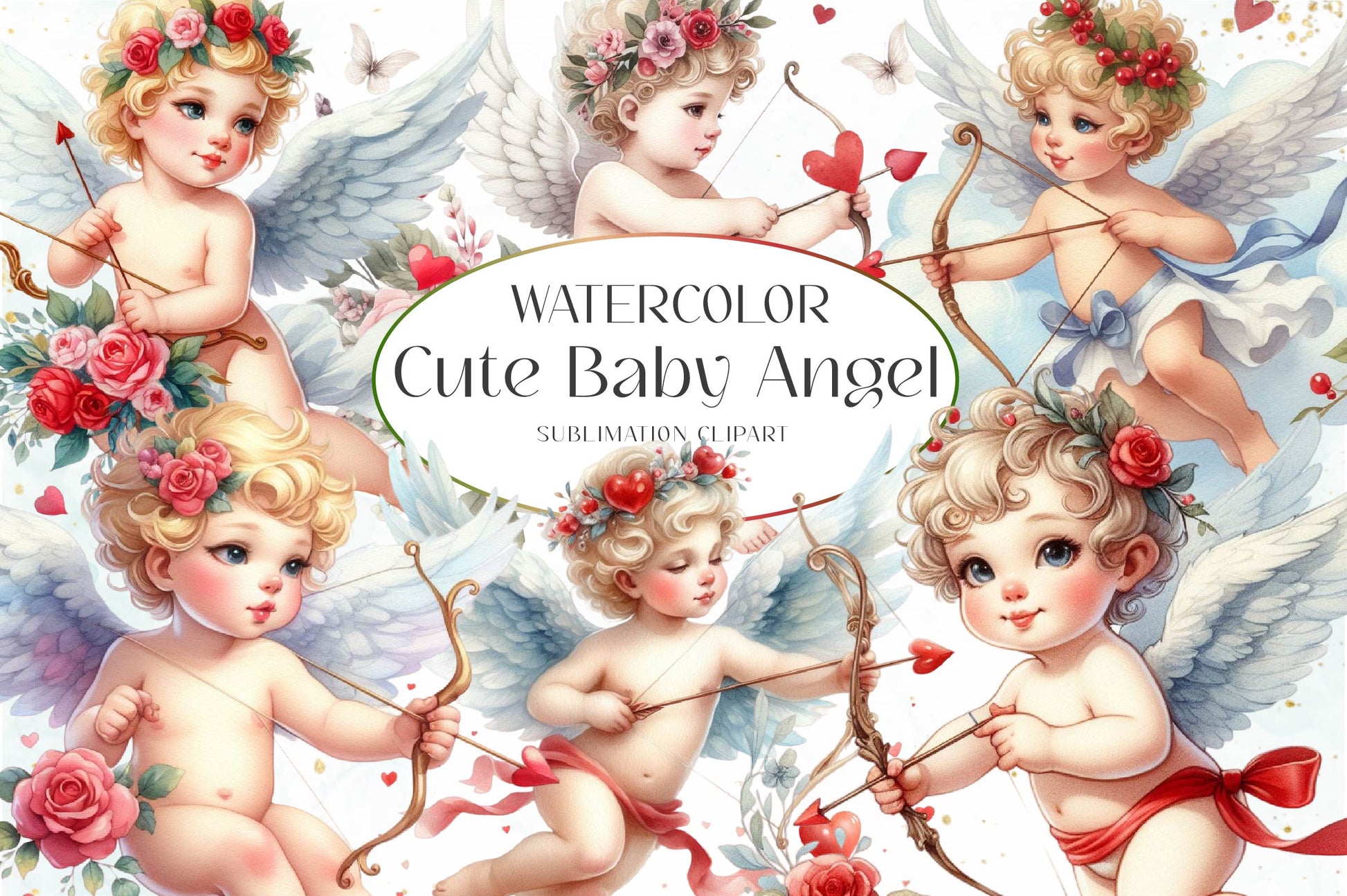 Cute Baby Angel Clipart Bundle 1 - CraftNest - Digital Crafting and Art