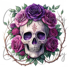 Purple Floral Skull Clipart Bundle - CraftNest - Digital Crafting and Art