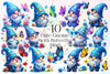 Cute Gnome With Butterfly Clipart Bundle 2