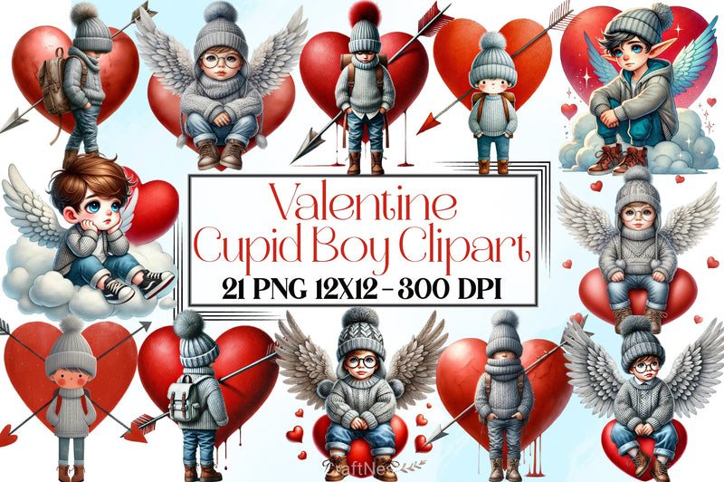 Valentine Cupid Boy Clipart Bundle - CraftNest - Digital Crafting and Art