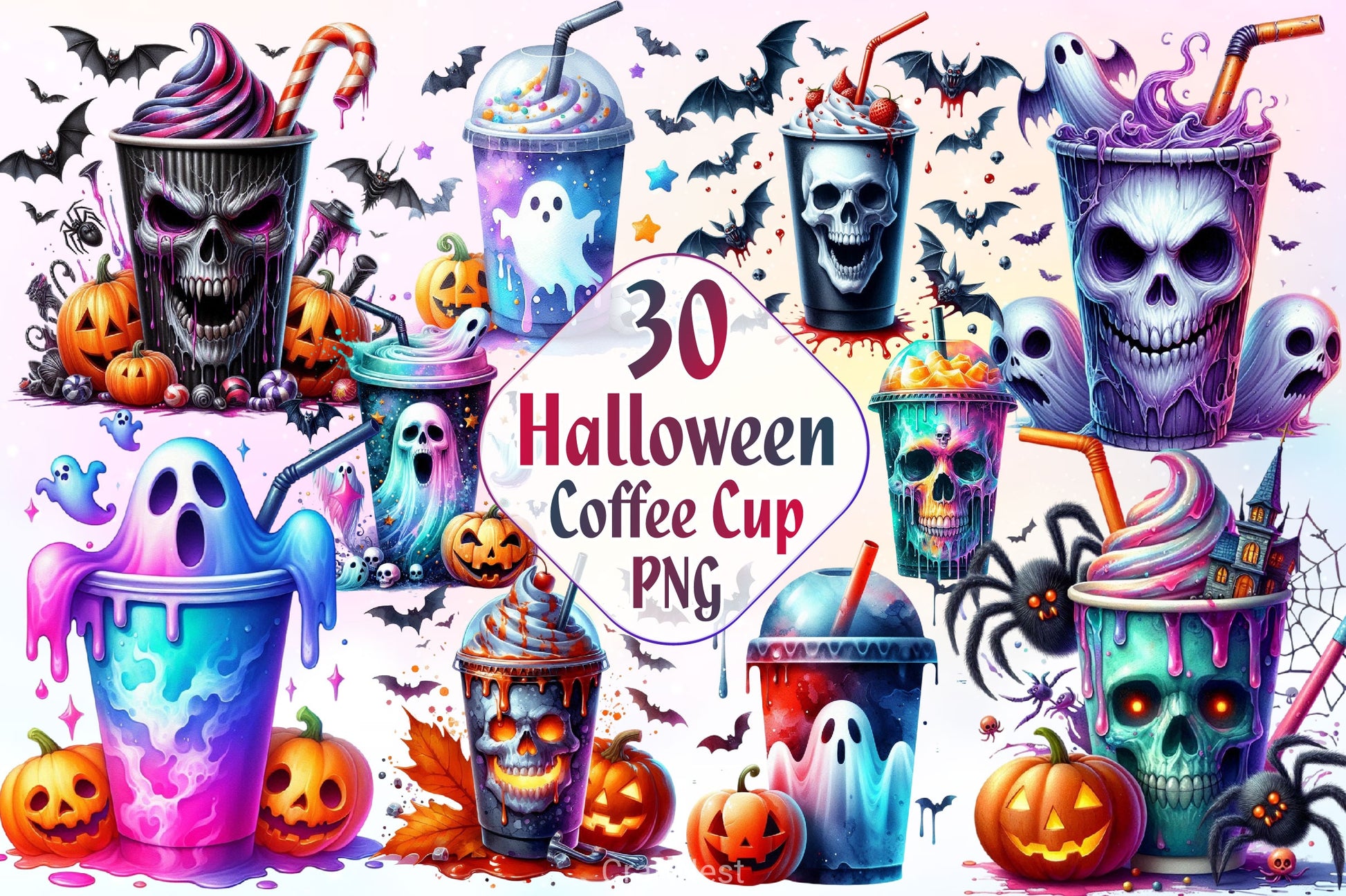 Halloween Coffee Cup Clipart Bundle 3 - CraftNest - Digital Crafting and Art