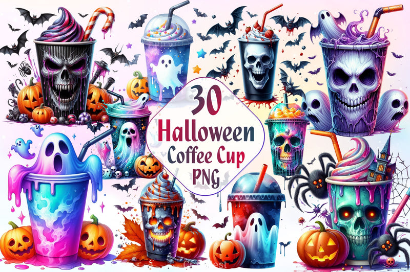 Halloween Coffee Cup Clipart Bundle 3 - CraftNest - Digital Crafting and Art
