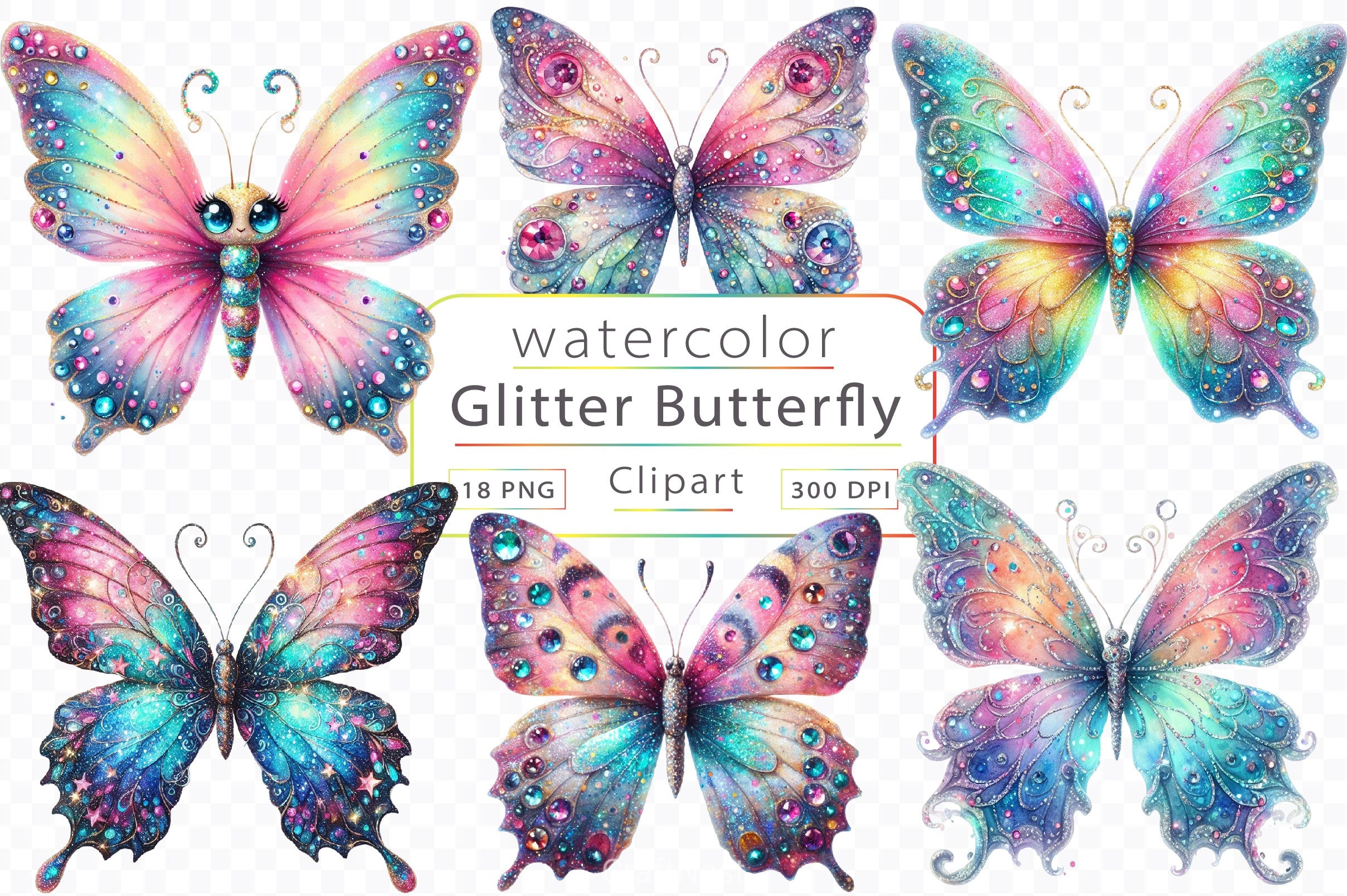 Glitter Butterfly Clipart Bundle 3 - CraftNest - Digital Crafting and Art