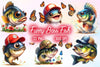 Bass Fishing With Butterflies Clipart Bundle