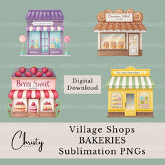 Village Shops Bakeries Clipart Bundle - CraftNest - Digital Crafting and Art