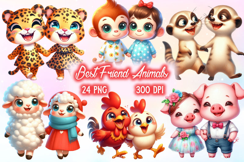 Funny Best Friend Animals Clipart Bundle 2 - CraftNest - Digital Crafting and Art