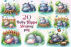 Sleeping Baby Hippo Clipart Bundle 2