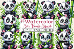 Cute Panda Clipart Bundle - CraftNest - Digital Crafting and Art