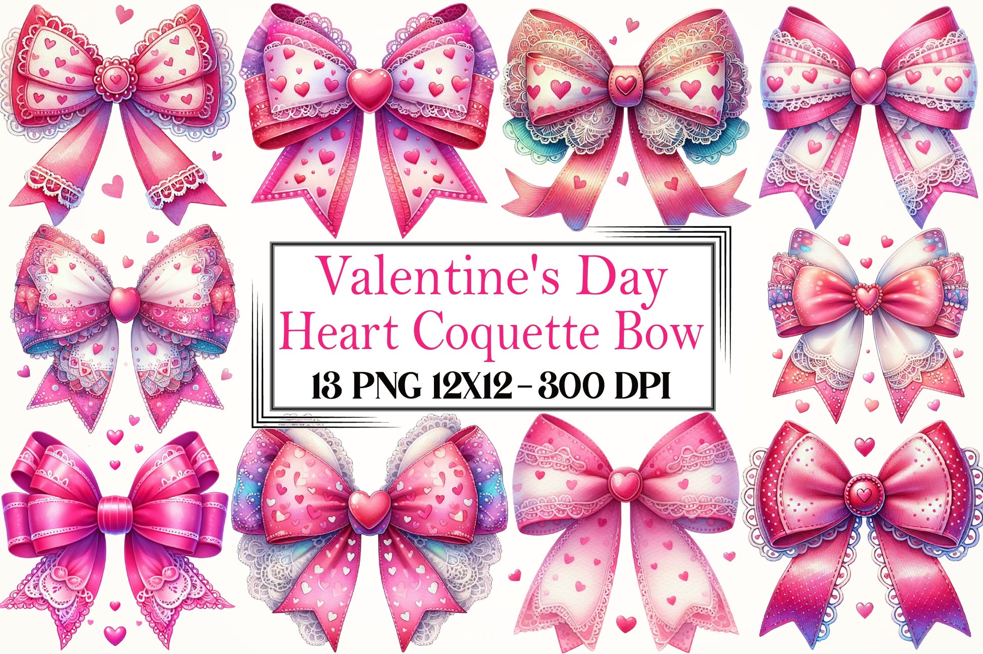 Valentine Heart Bow Clipart Bundle - CraftNest - Digital Crafting and Art