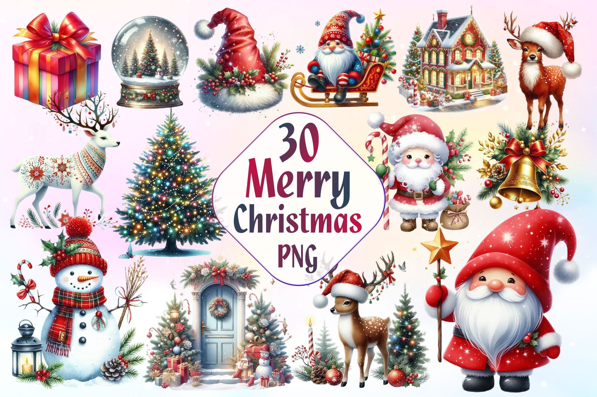 Merry Christmas Clipart Bundle 3 - CraftNest - Digital Crafting and Art
