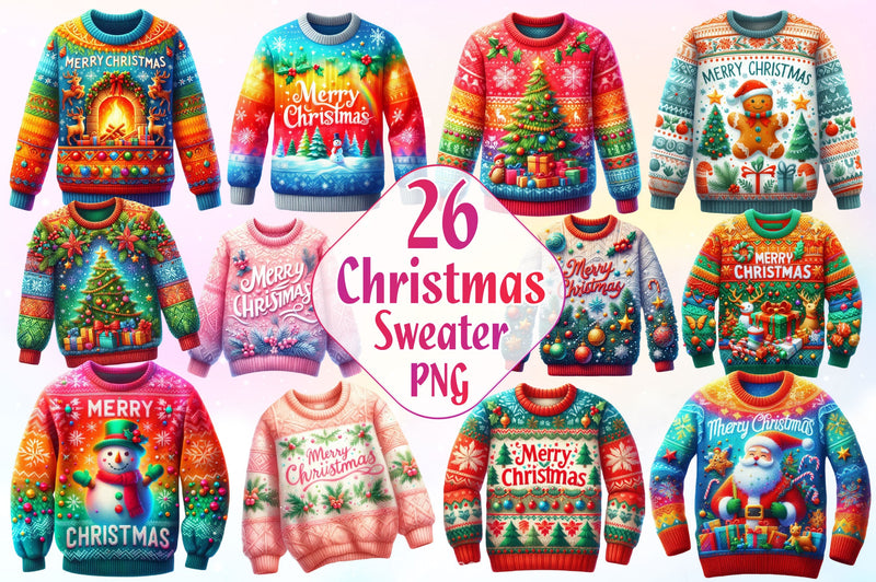 Colorful Christmas Sweater Clipart Bundle - CraftNest - Digital Crafting and Art