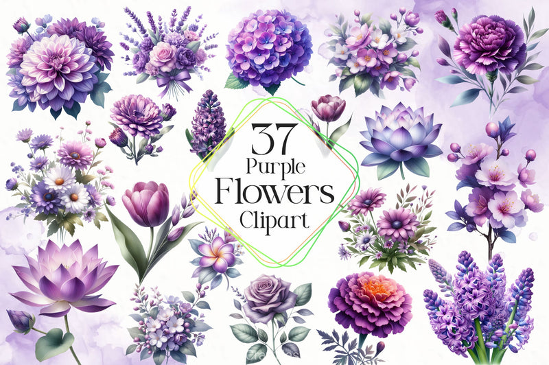 Purple Flowers Clipart Bundle 2 - CraftNest - Digital Crafting and Art