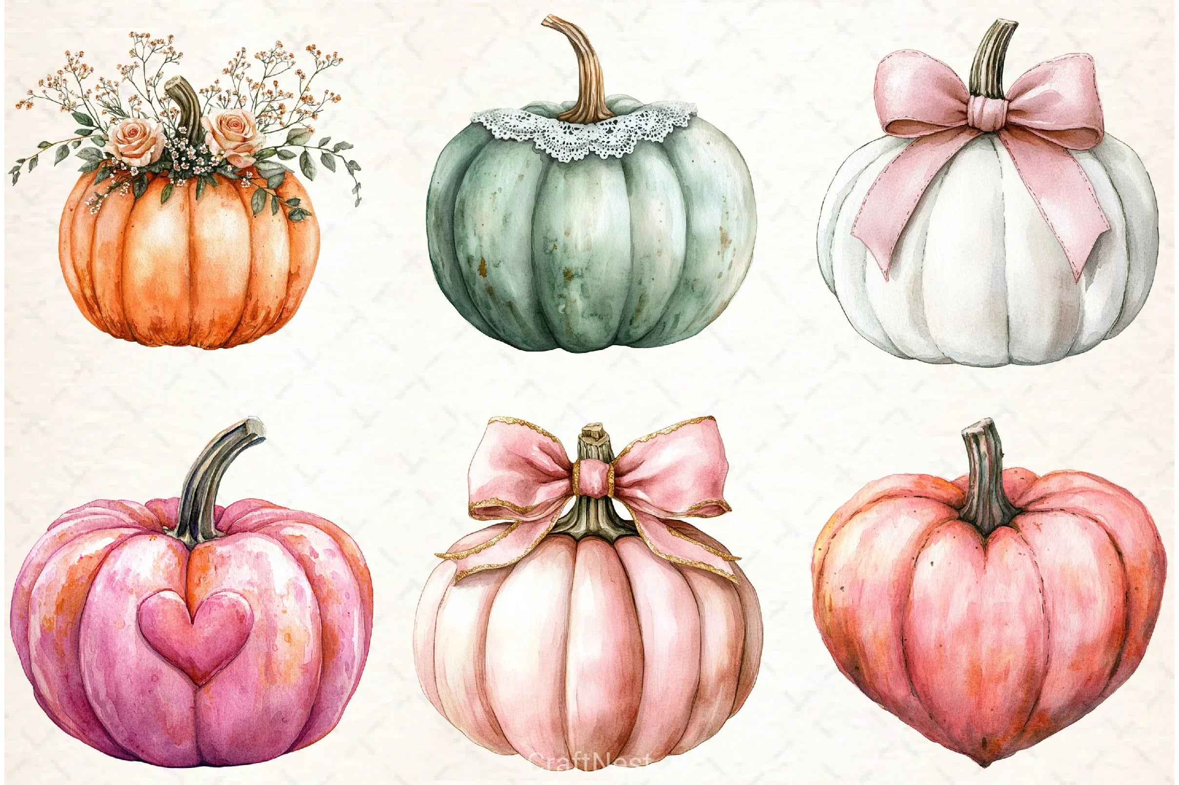 Coquette Pumpkin Clipart Bundle - CraftNest - Digital Crafting and Art