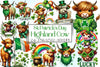 St Patrick's Day Highland Cow Clipart Bundle