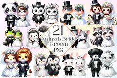 Animals Bride Groom Clipart Bundle - CraftNest - Digital Crafting and Art