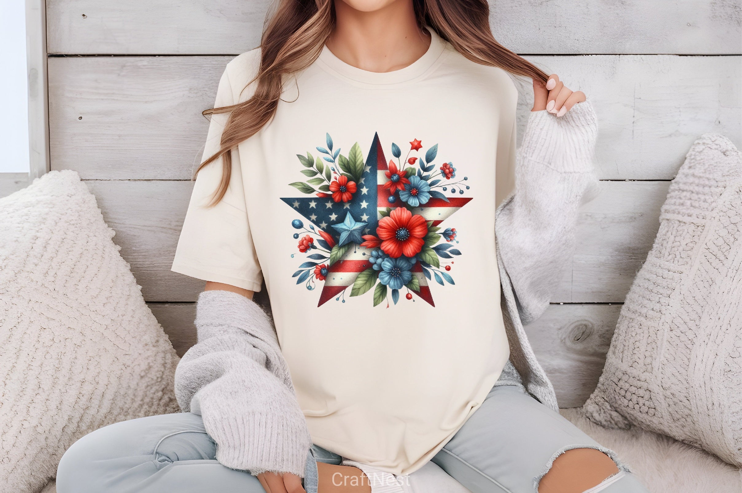 Patriotic Floral Clipart Bundle 1 - CraftNest - Digital Crafting and Art