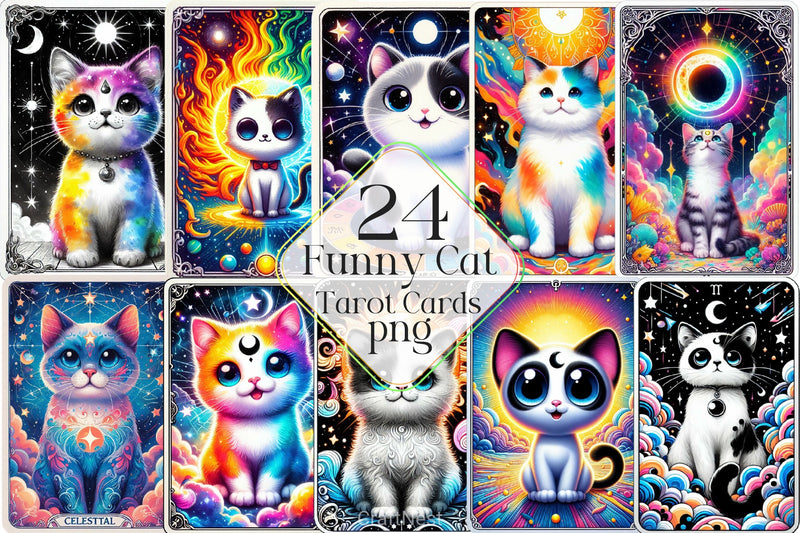 Funny Cat Tarot Cards Clipart Bundle - CraftNest - Digital Crafting and Art
