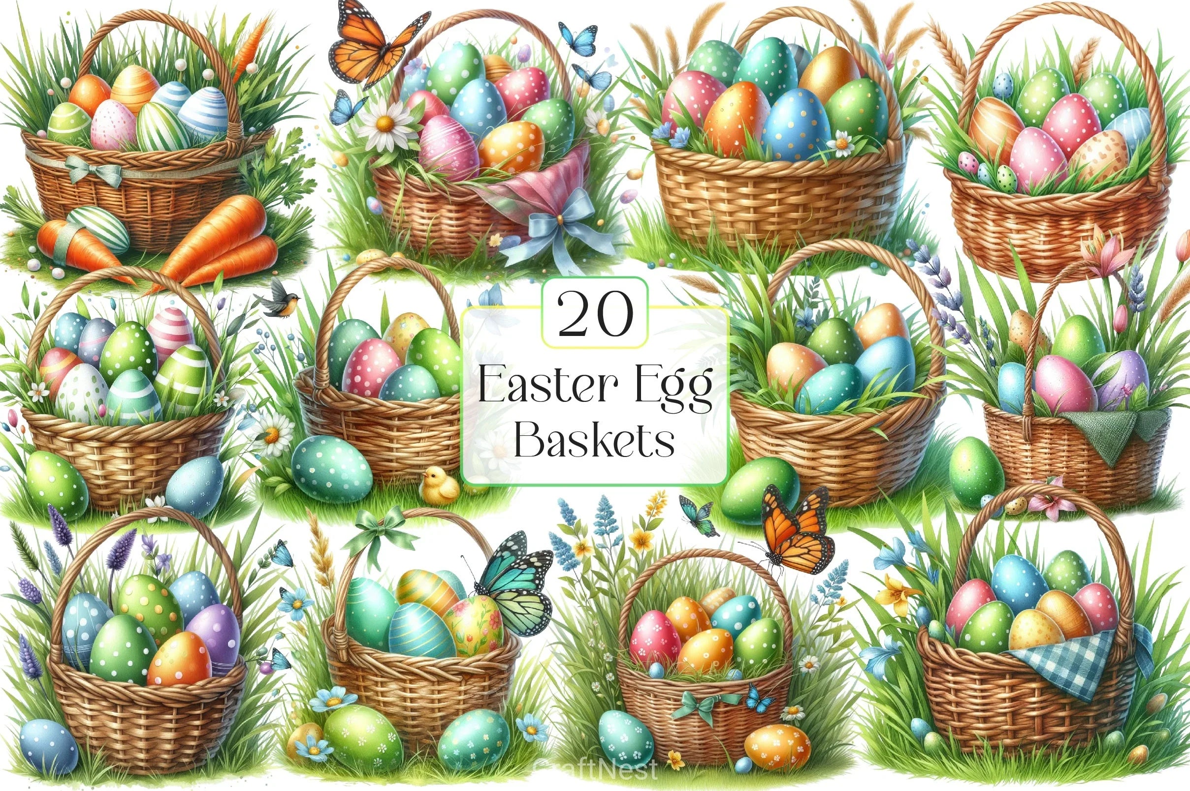 Easter Egg Basket Clipart Bundle 3 - CraftNest - Digital Crafting and Art