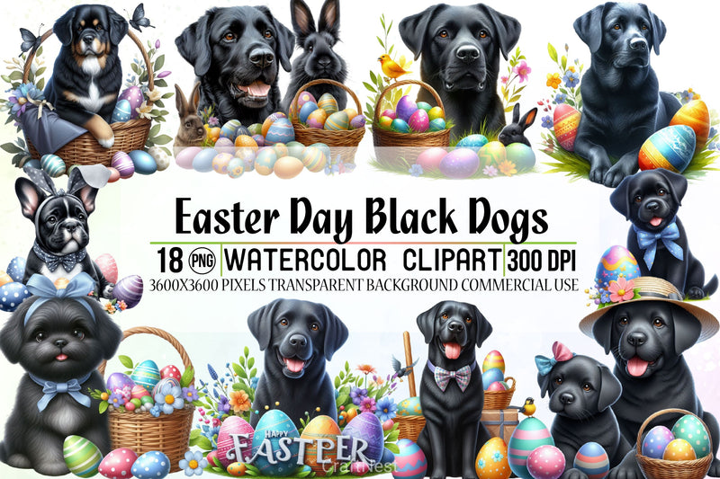 Easter Black Dog Clipart Bundle - CraftNest - Digital Crafting and Art