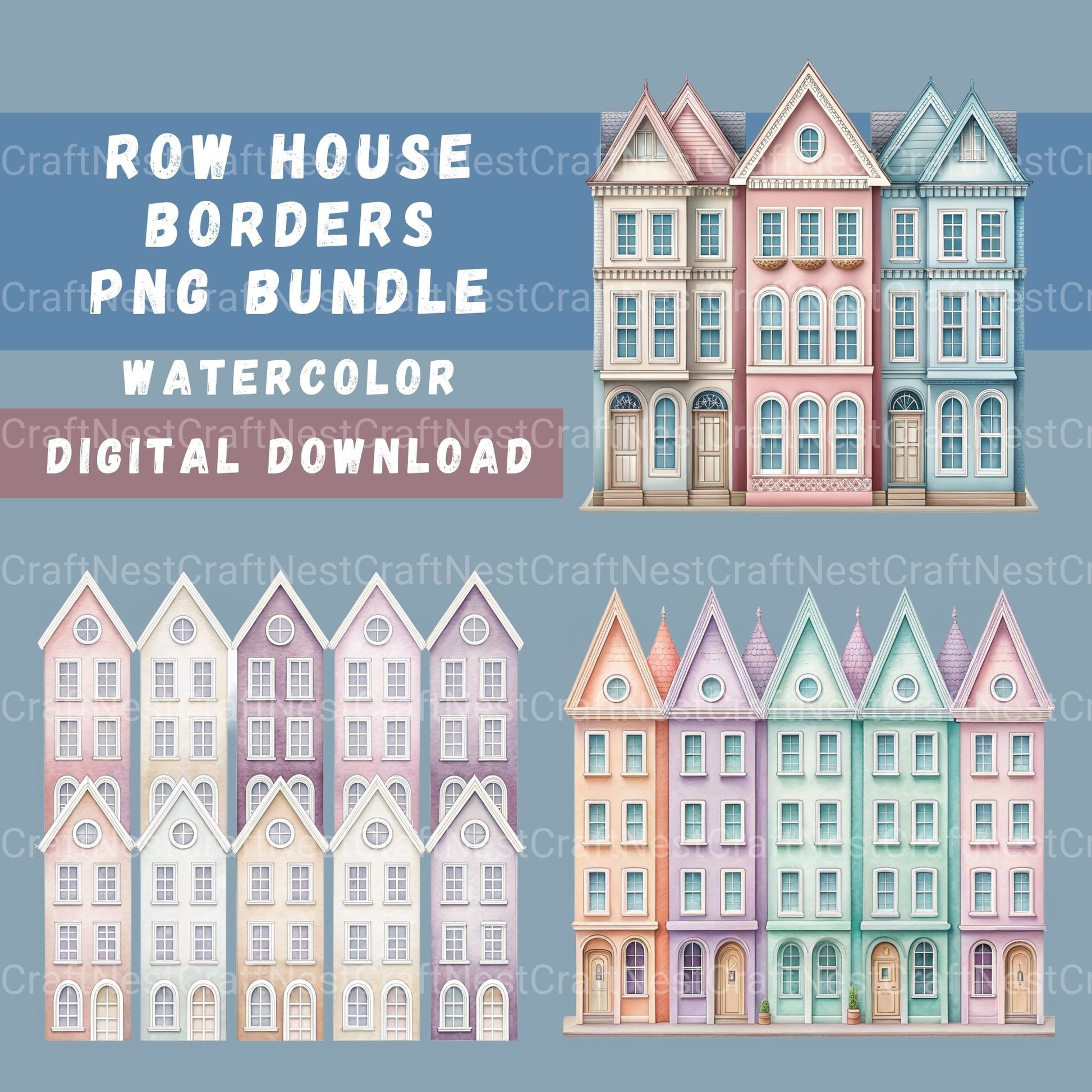 Row House Borders Clipart Bundle - CraftNest - Digital Crafting and Art