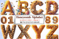 Honeycomb Alphabet Clipart Bundle - CraftNest - Digital Crafting and Art
