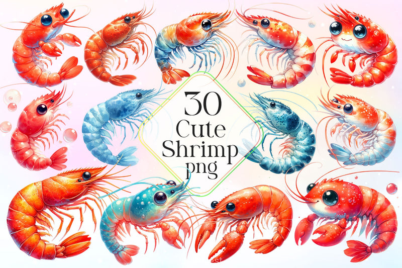 Cute Shrimp Clipart Bundle 2 - CraftNest - Digital Crafting and Art