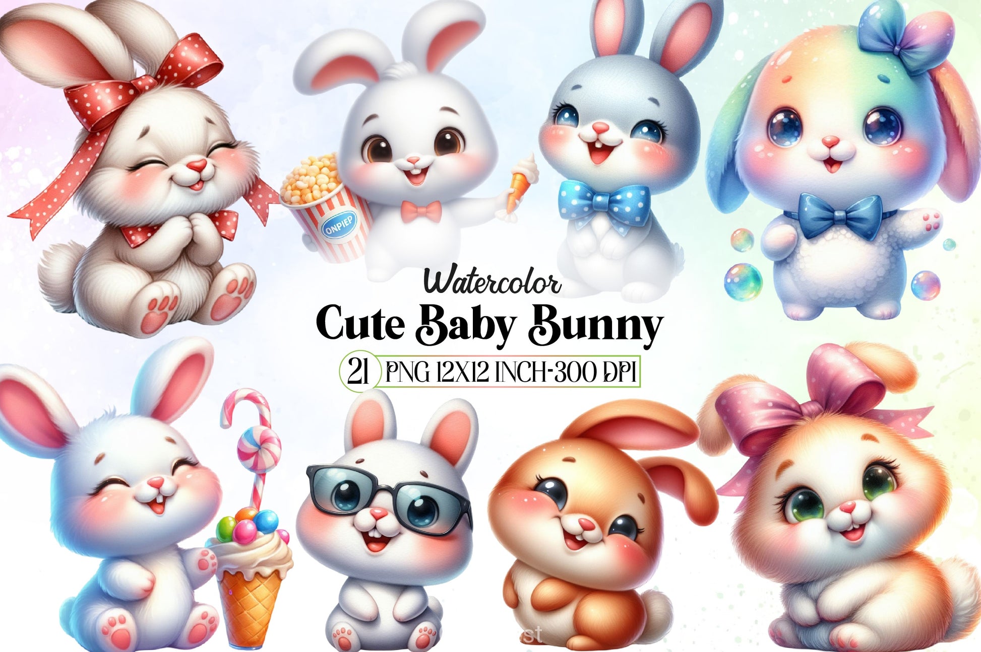 Cute Baby Bunny Clipart Bundle - CraftNest - Digital Crafting and Art