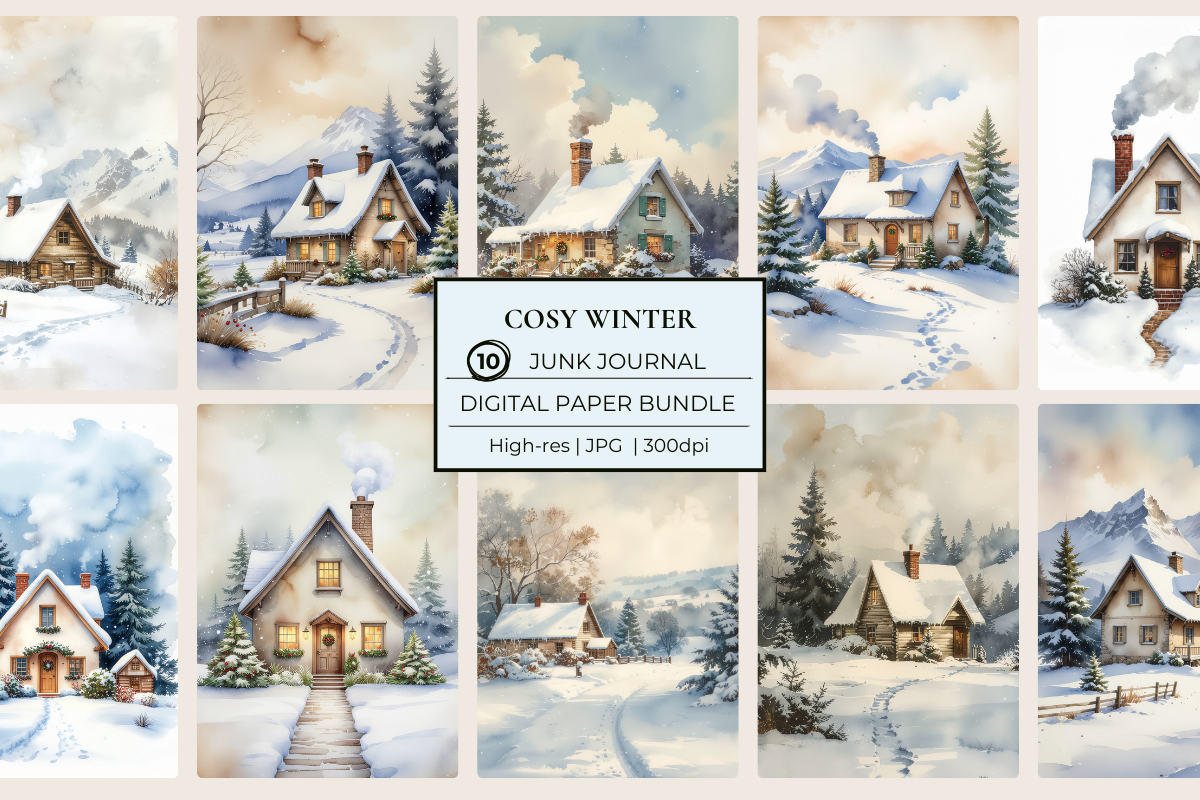 Cosy Winter Junk Journal Papers
