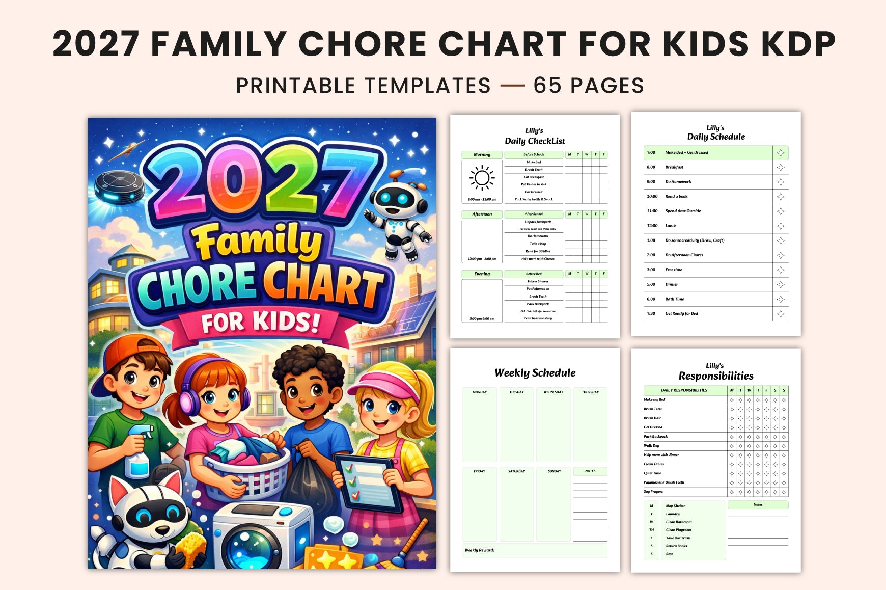 Family Chore Chart for Kids Planner