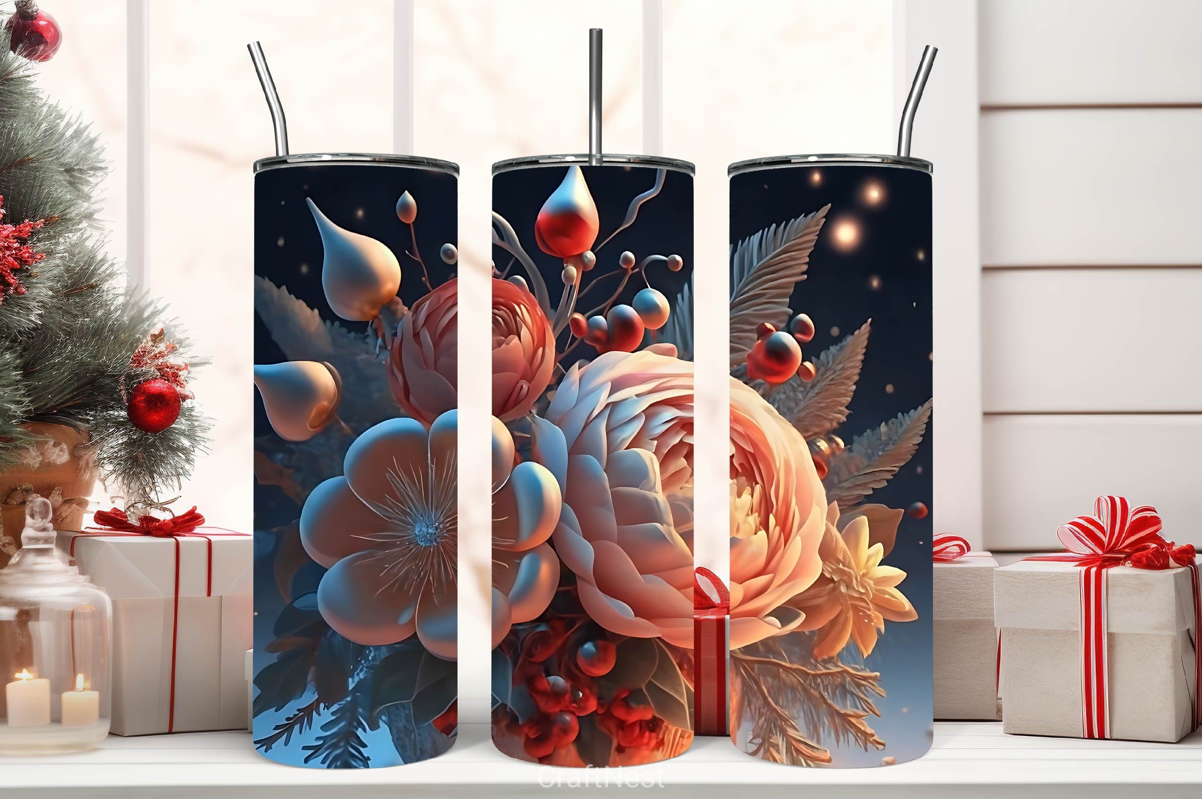 Flower Tumbler Wrap Bundle 22 - CraftNest - Digital Crafting and Art